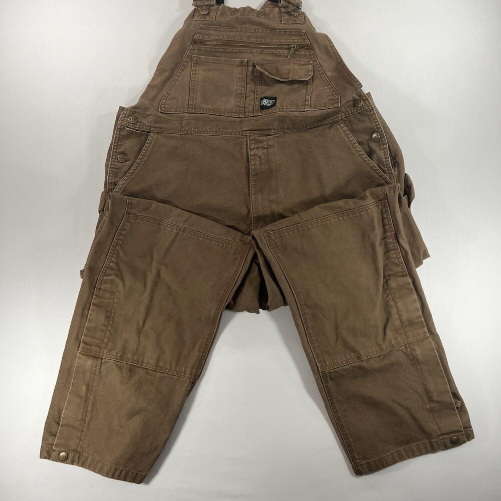 Key Imperial Bib Overalls Men's 42x30 Duck Brown Canvas Double Knee Carpenter
